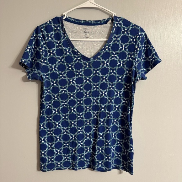 Croft & Barrow Navy Geometric Short Sleeve Tee Size Small - Picture 5 of 6